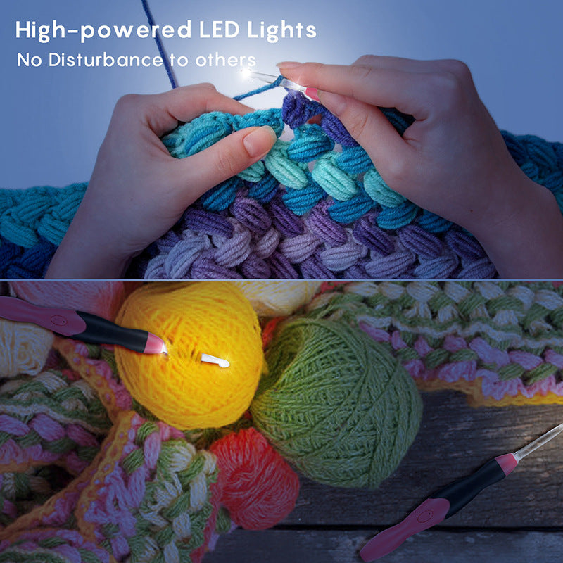 Rechargeable Light Crochet Hook With Interchangeable Head Knitting Needle Set